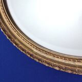 Vintage Wall Hanging Oval Bevelled Mirror with Distressed Gilt Frame