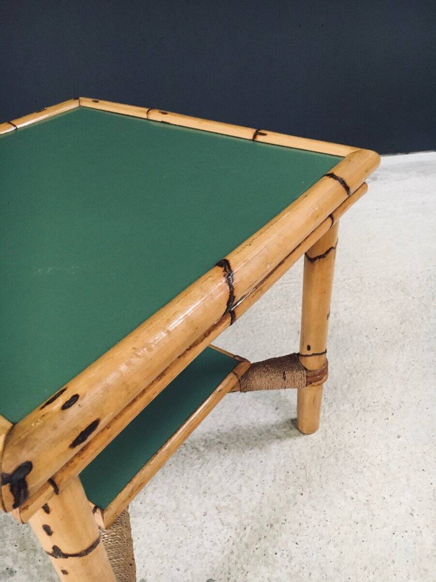 Mediterranean Bamboo Side Table in the style of Audoux Minet, France, 1950s