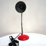 Red flexible metal desk lamp from the 60s