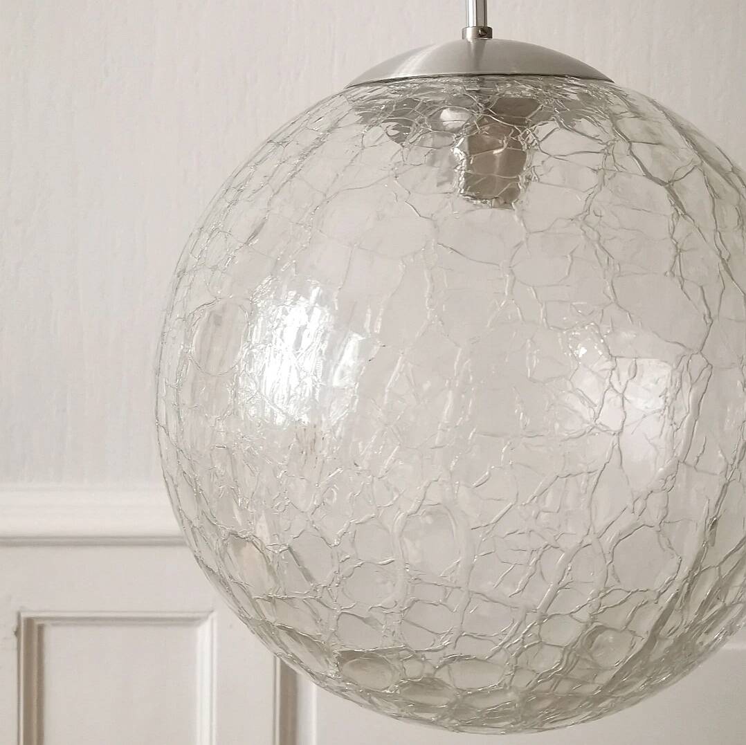 Suspension globe cracked glass Raak design, 1970