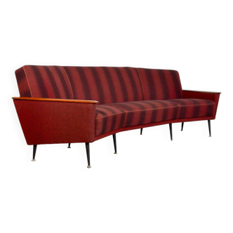 Rare canapé incurvé vintage Teck 1950s / Décor série Deutschland