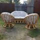 Vintage rattan lounge 1 bench and 2 swivel armchairs in perfect condition.