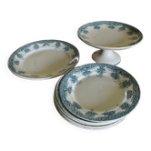 Old dessert service, compotier flat plates iron Prima Saint Amand