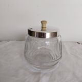 Jam pot, jam maker, sugar bowl, in crystal and silver metal