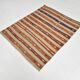 Beige & Orange Striped Wool Kilim Rug, 120x146 Cm