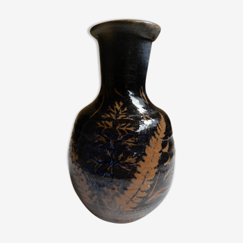 Small glazed ceramic vase in vintage art deco stylesigned Pol B