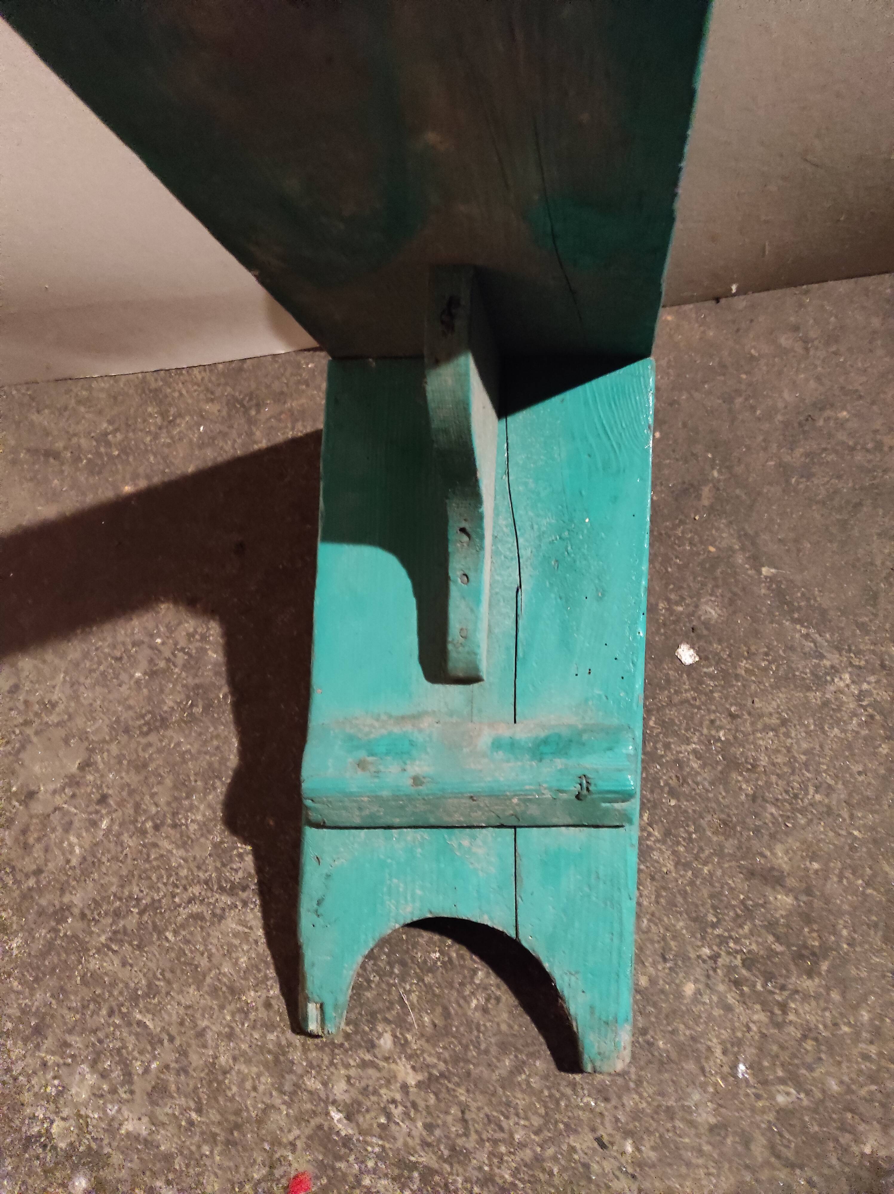 Green patinated farm tree wooden bench