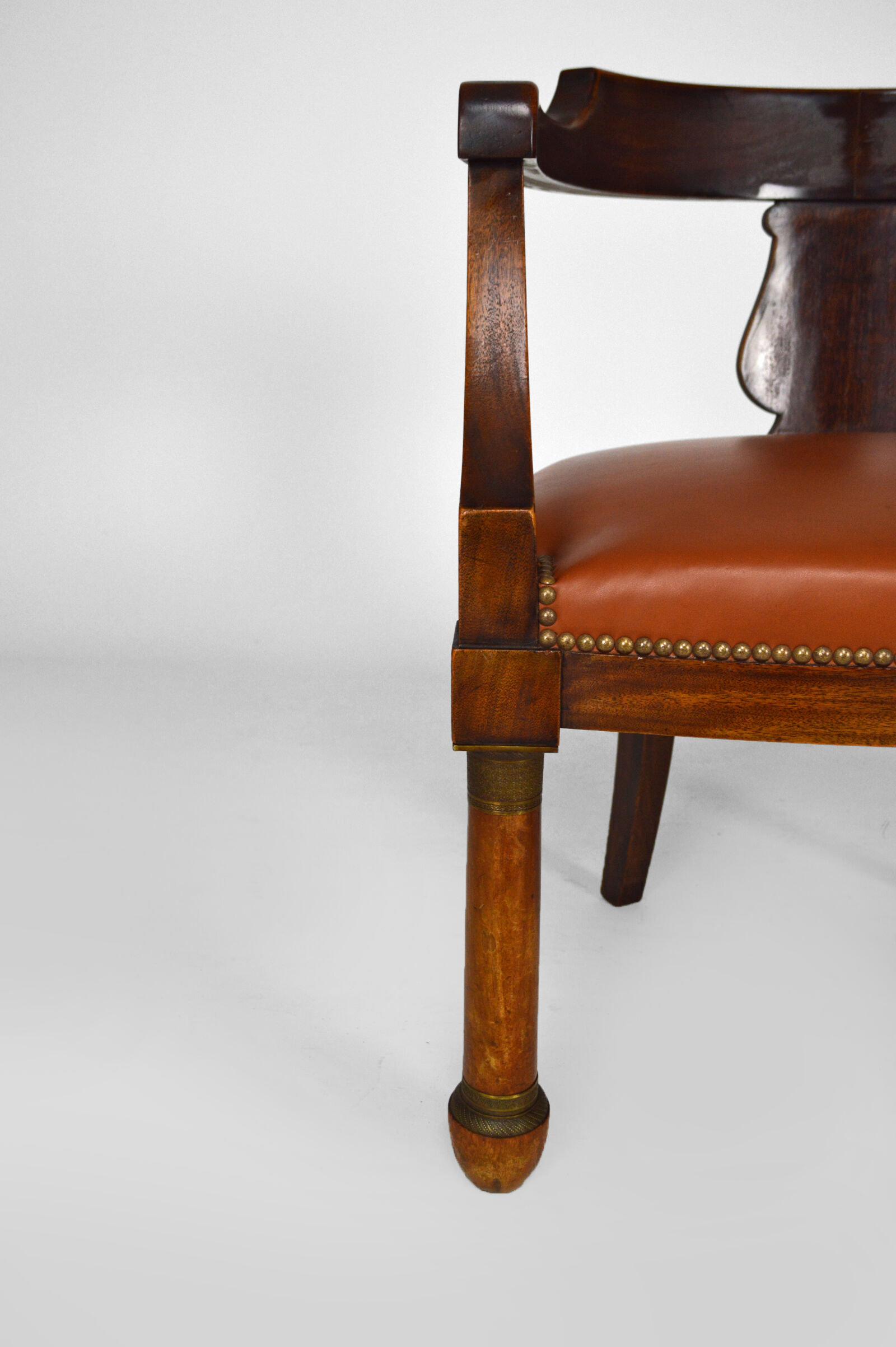 Empire, mahogany and leather office armchair, 19th century