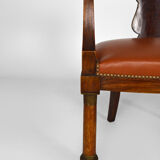 Empire, mahogany and leather office armchair, 19th century