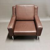 Scandinavian classic design brown leather armchair 1950