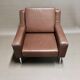 Fauteuil cuir marron design classique scandinave 1950