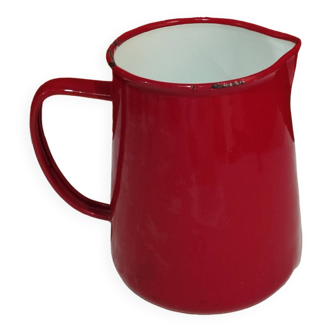 Pitcher in red enamelled sheet metal