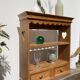 Wall shelf in raw wood with drawers and openwork hearts