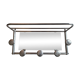Aluminum wall coat rack with mirror, 5 hooks and a hat holder, 50s
