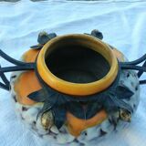 Art Deco ceramic vase wrought iron frame with lemon tree decoration L Date