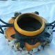 Art Deco ceramic vase wrought iron frame with lemon tree decoration L Date