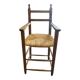 Wooden and straw high chair for children