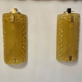 Vistosi wall lights with gold inlay by bd lumica structure Italy 1970