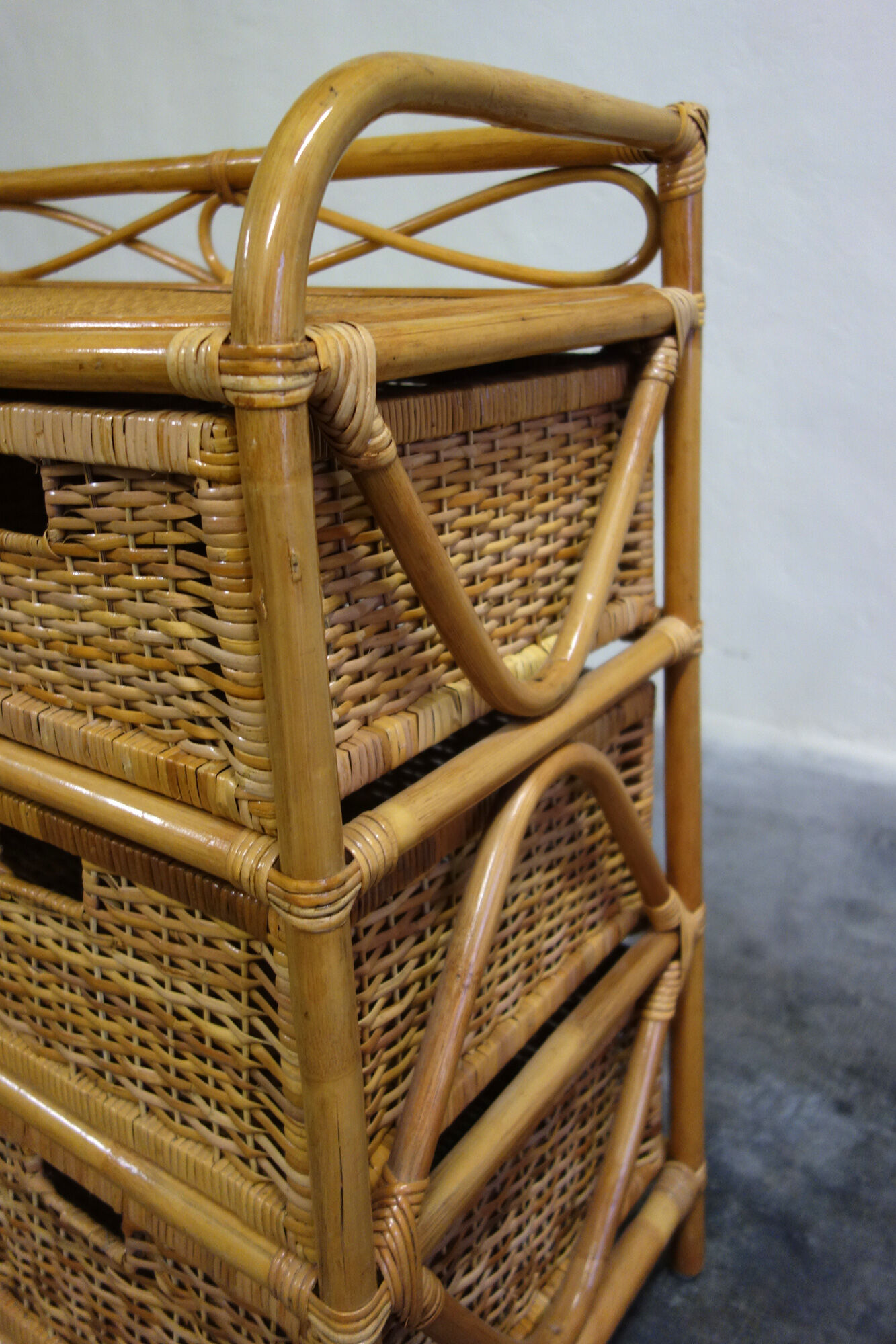 Rattan and bamboo chest of drawers 70s
