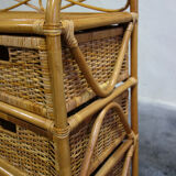 Rattan and bamboo chest of drawers 70s