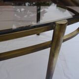 Coffee table low oval bronze doré Jacques Quinet 1950/1960