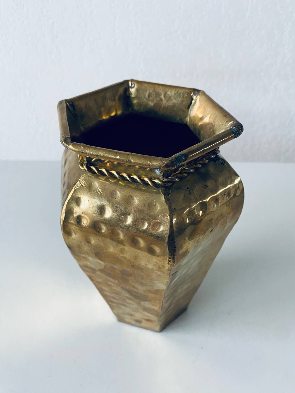 Indian hexagonal brass vase