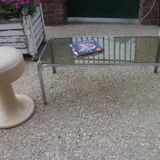Coffee table chrome and smoked glass