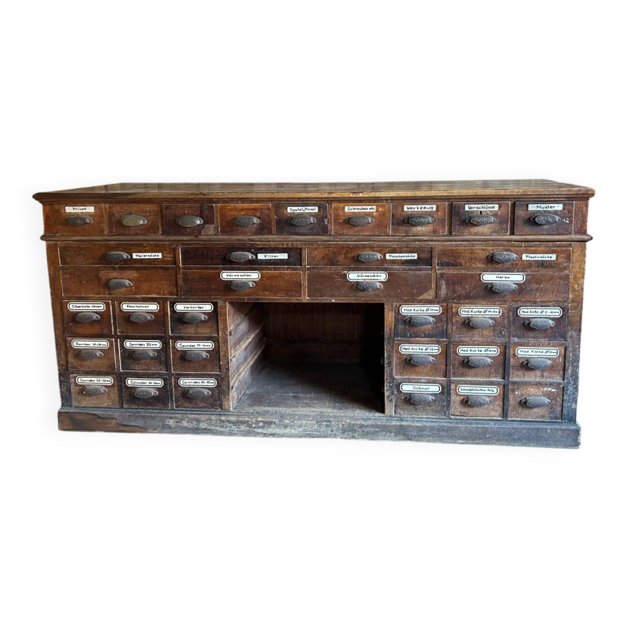 Exceptional antique apothecary workbench.