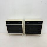 Set of 2 black and white chests of drawers, 1970s