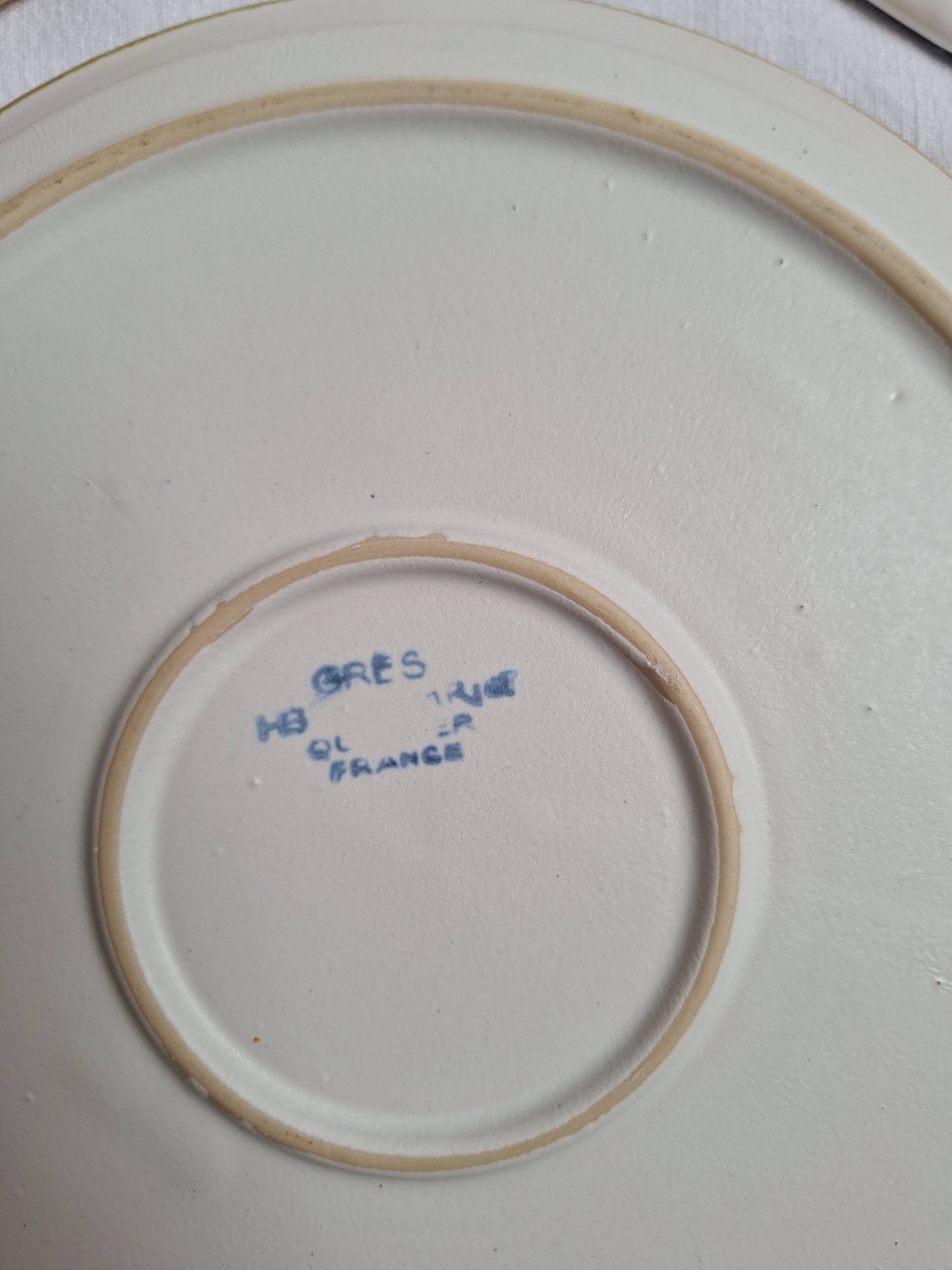 Henriot flat plates, hand-painted