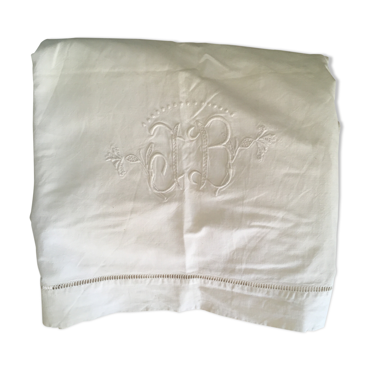 Embroidered cotton sheet JB.