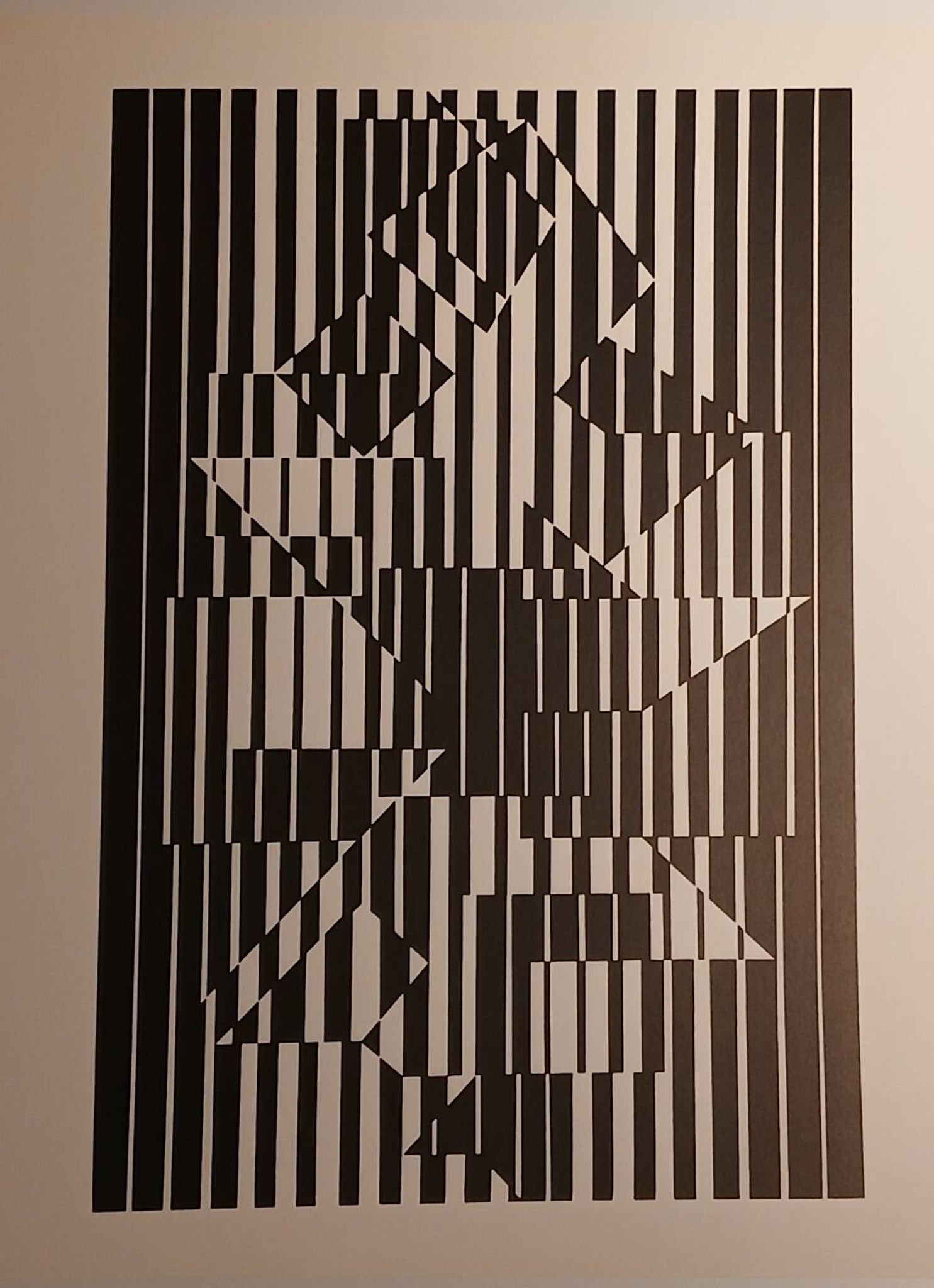 Vintage screen print by Victor Vasarely circa 1970, after a linear work