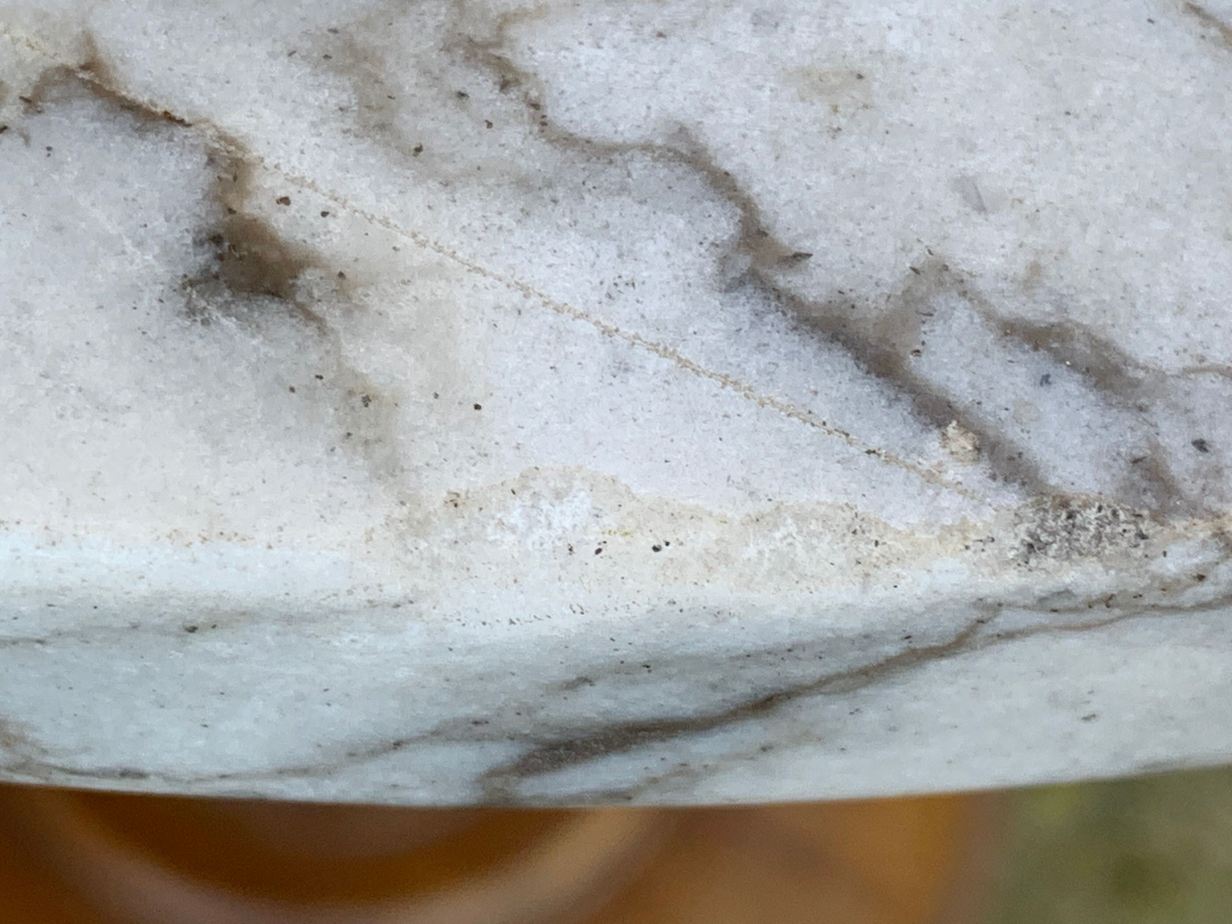 Vintage pedestal table turned wood and marble 1950