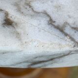 Vintage pedestal table turned wood and marble 1950