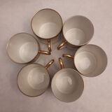 6 cups porcelain coffee limoges Empire style gold frieze