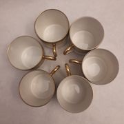 6 cups porcelain coffee limoges Empire style gold frieze