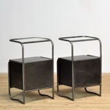 Set of iron bedside tables, 1950s
