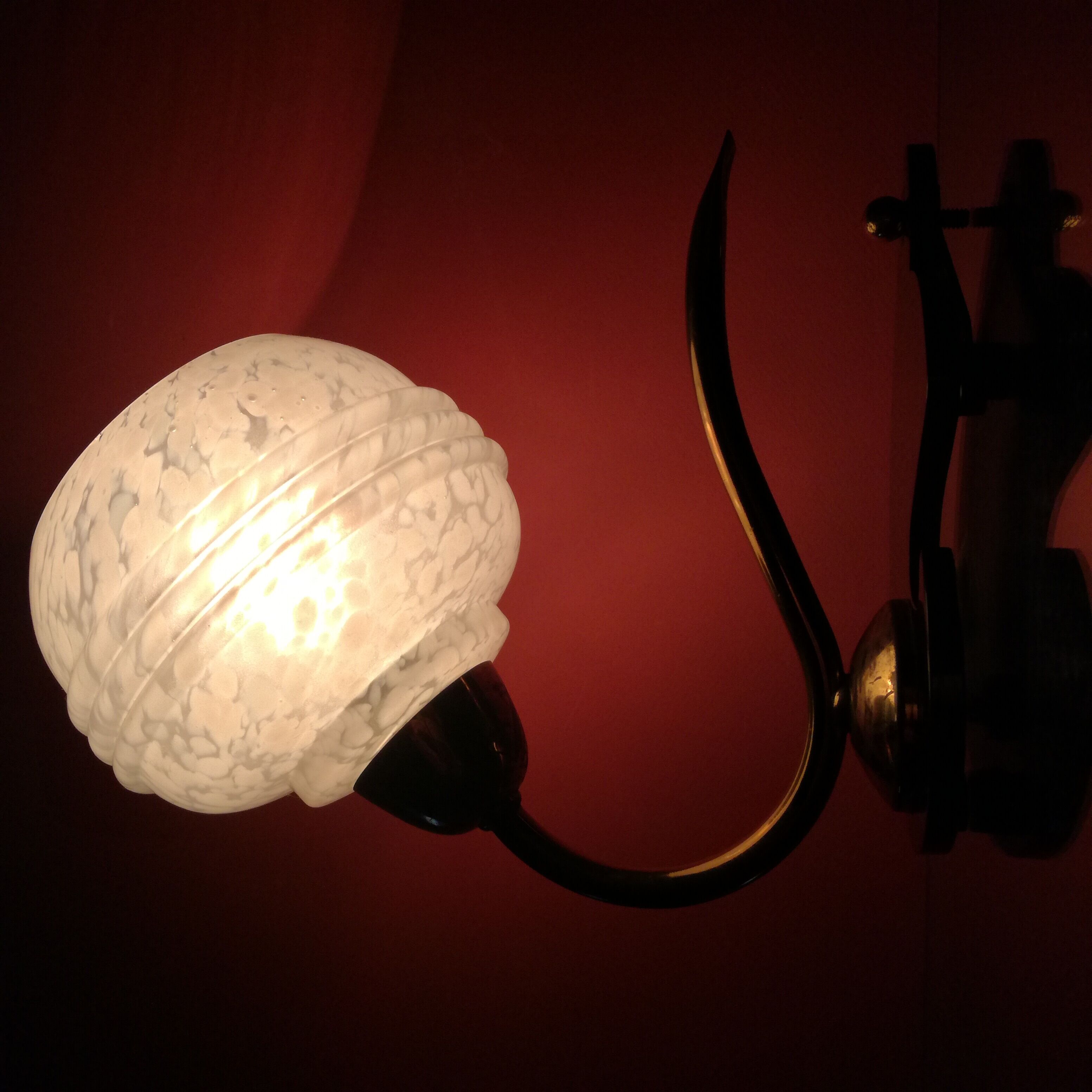 Art Deco brass and glass wall lamp