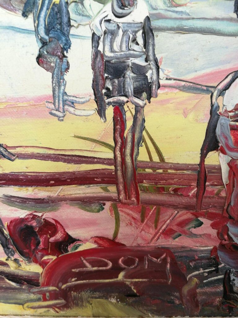 DOM, cabin on the shores of Lake Tanganyika, African painting, circa 1950