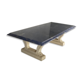 Table en granit bleu azul bahia et pierre limoneuse vers 1980