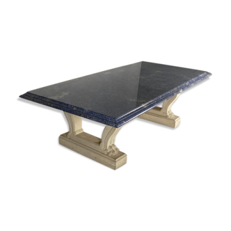 Blue granite table azul bahia and pierre limoneuse circa 1980