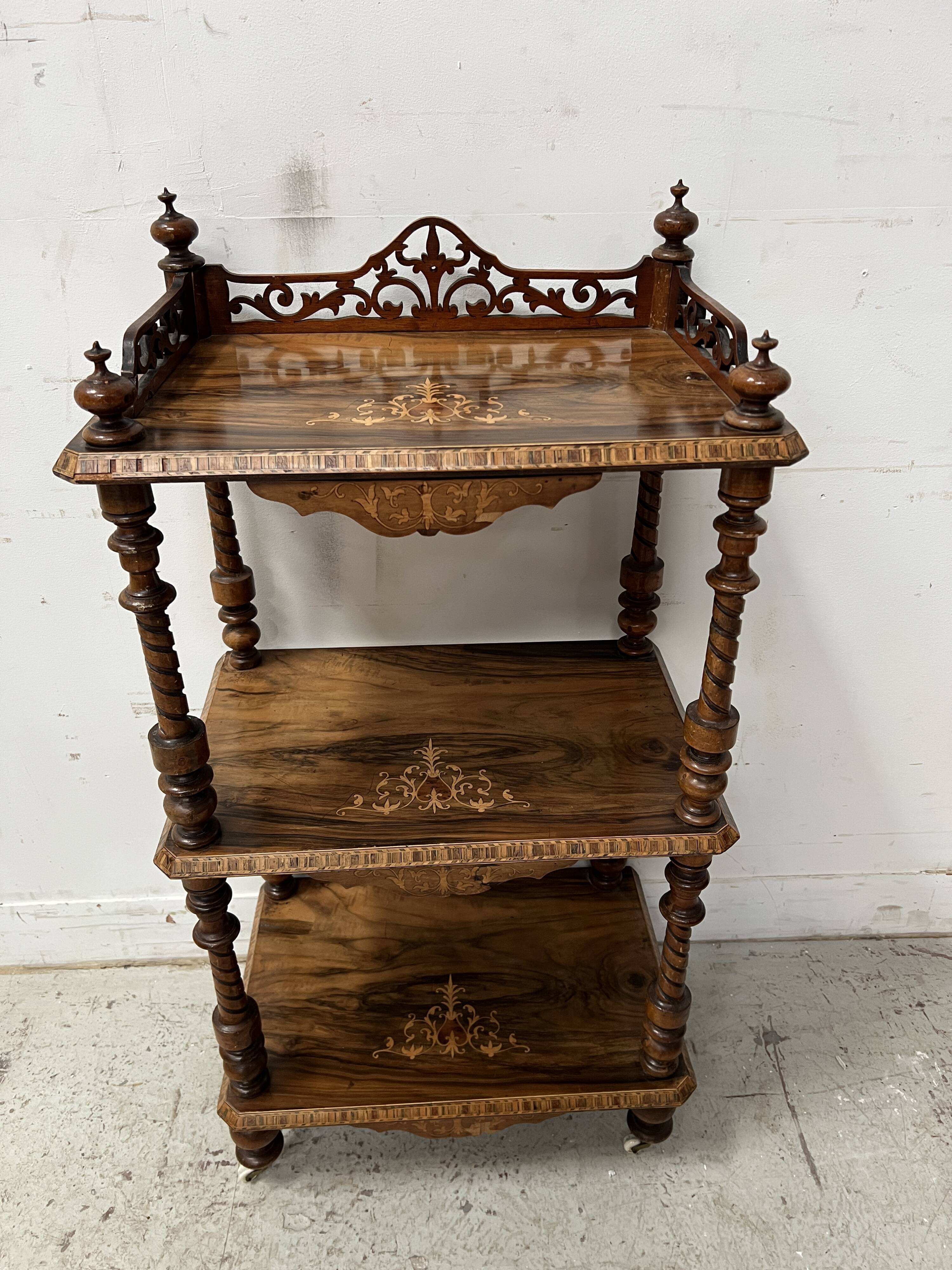 Napoleon III display stand in marquetry mahogany, 19th century.