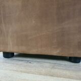 Fauteuil avec pouf en cuir et daim
