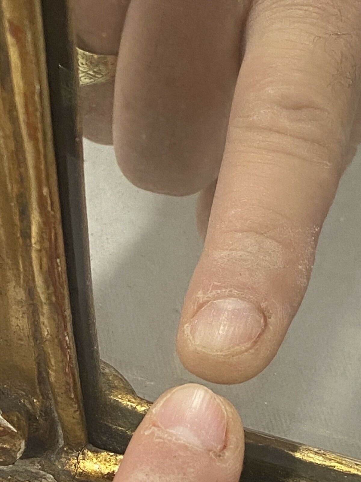 Wooden mirror and gilded stucco decoration palmette era Louis XV 18th 31x45cm