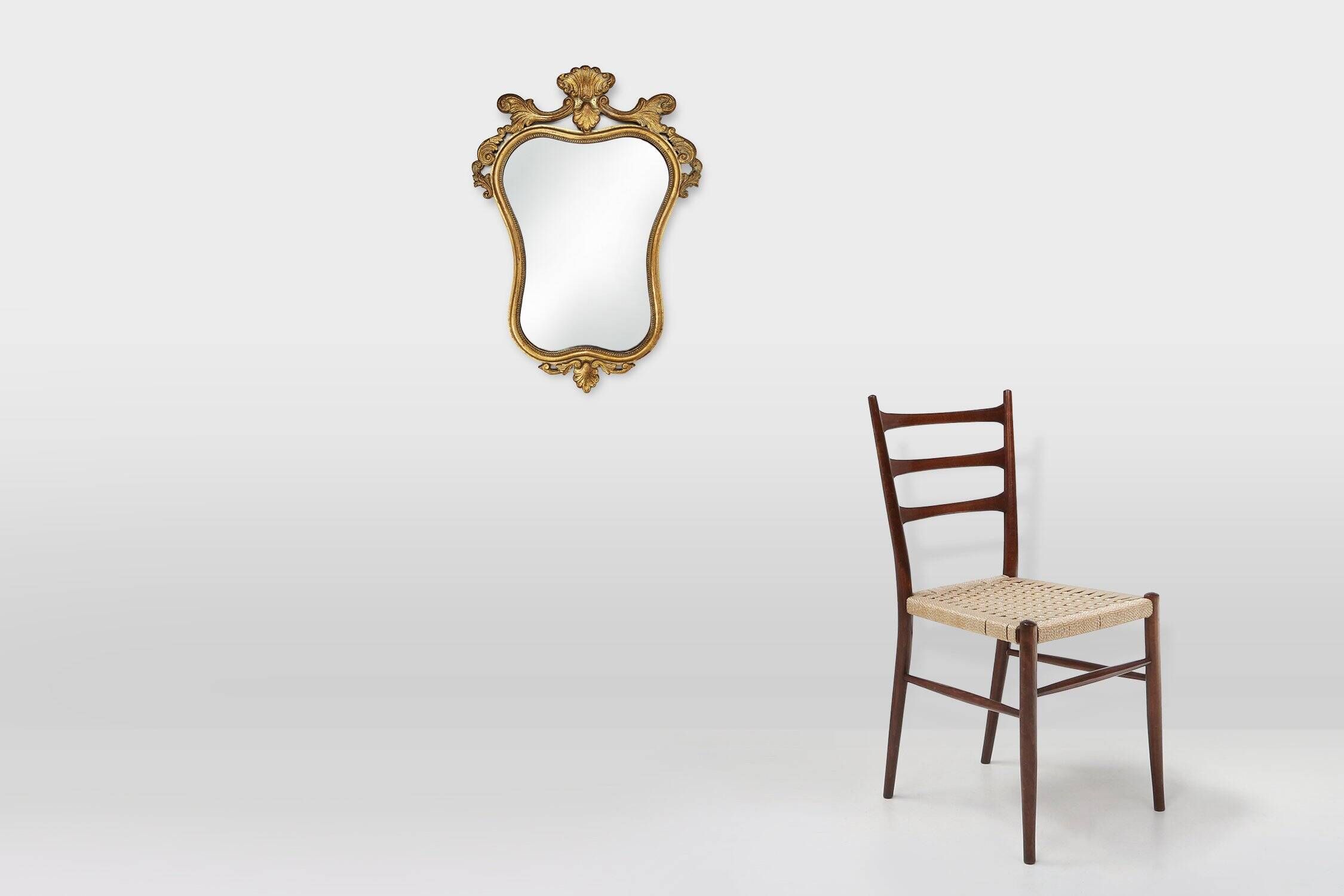 20th Century Belgian Baroque Mirror in Gilded Wood, 1950s