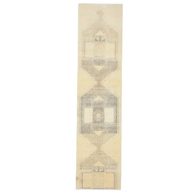 1970s Vintage Turkish Hand-Knotted Wool Cotton Orange Runner Rug 75x322