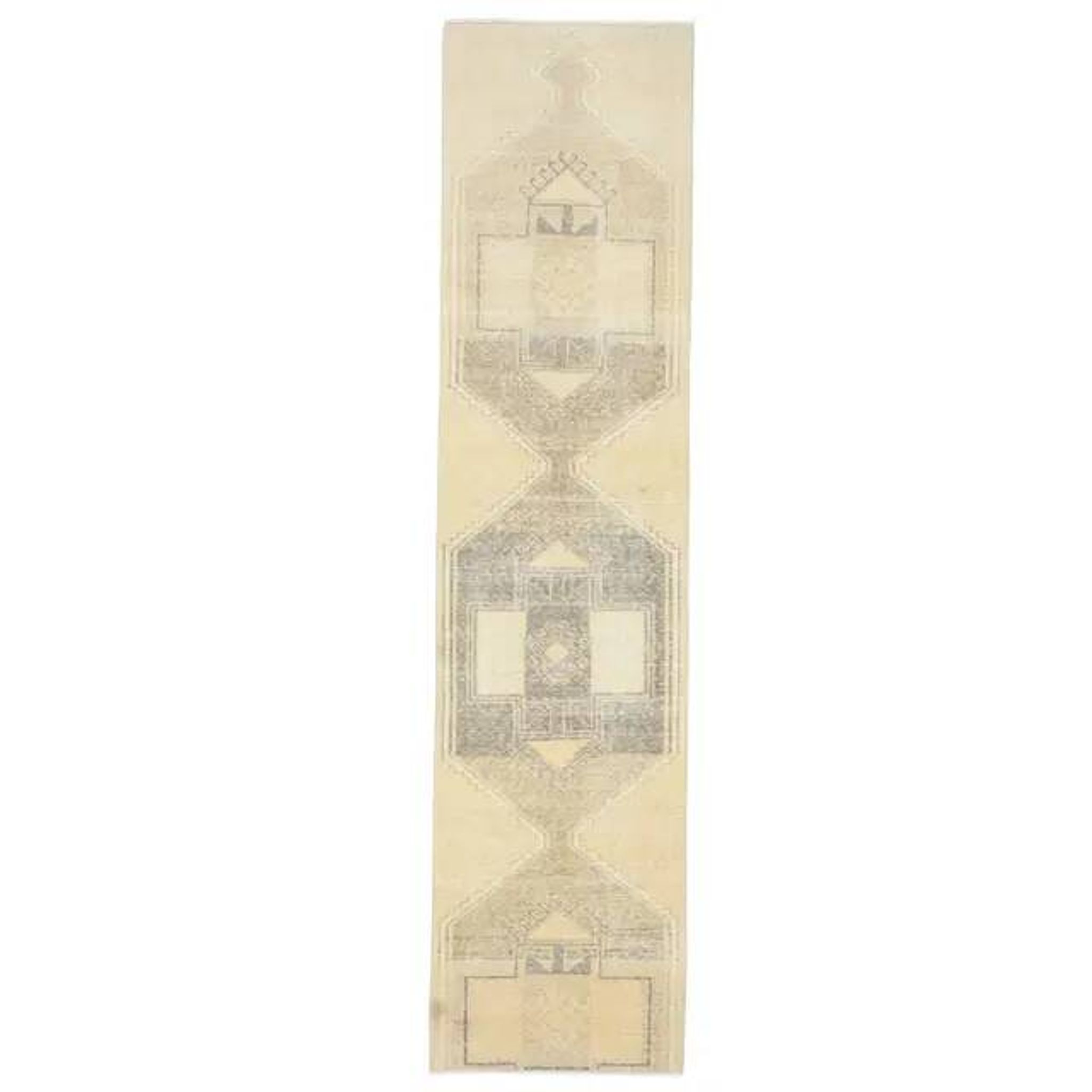 1970s Vintage Turkish Hand-Knotted Wool Cotton Orange Runner Rug 75x322