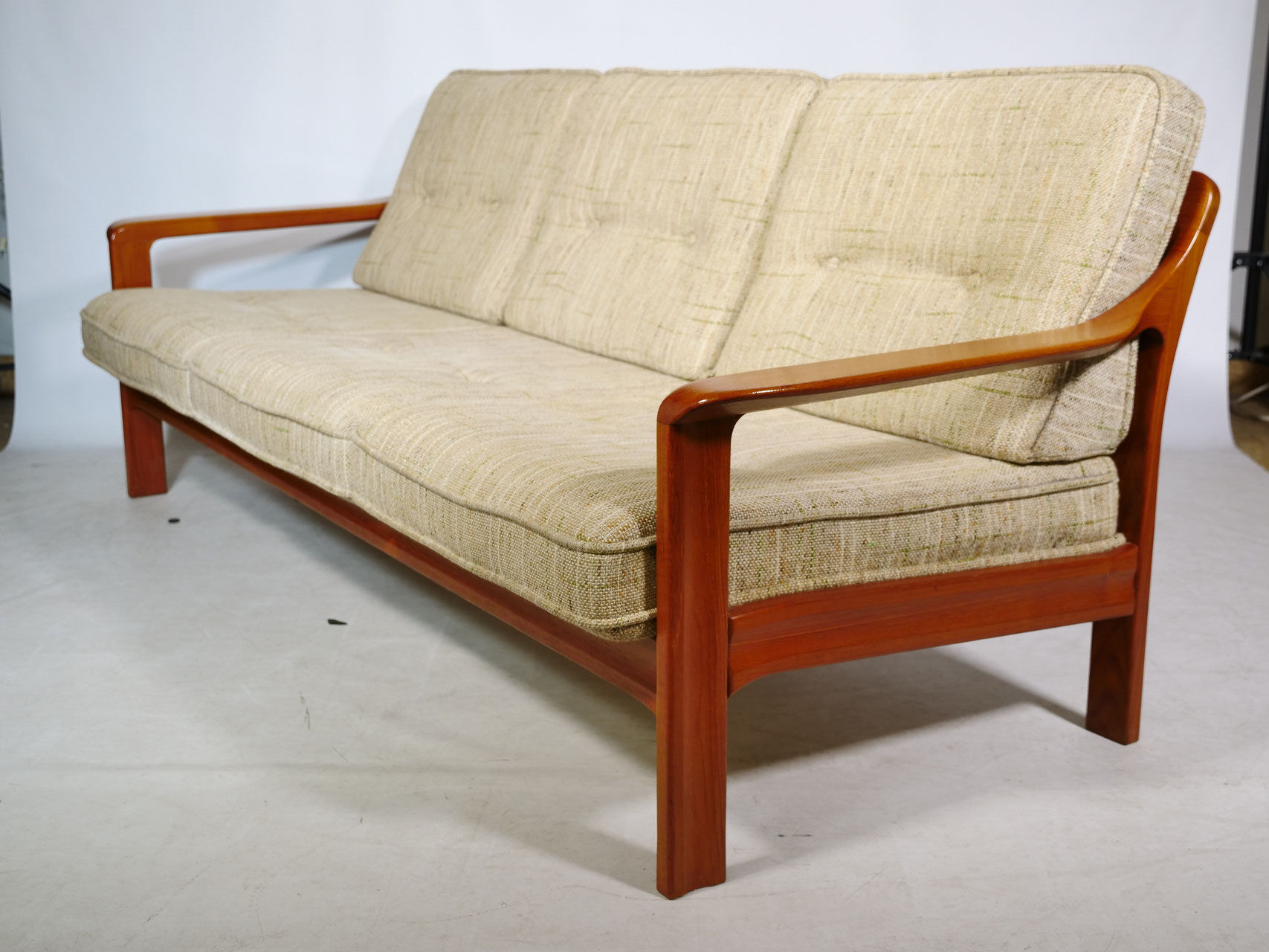 Vintage Scandinavian three-seater teak sofa, 1970s