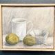 Original Swedish Oil on Canvas – “Jug, Bowl and Fruits” by Main Klarmo‑Kärred – Signed – 1961 – Vintage & Framed – 49×40.5 cm (19.3"×15.9")