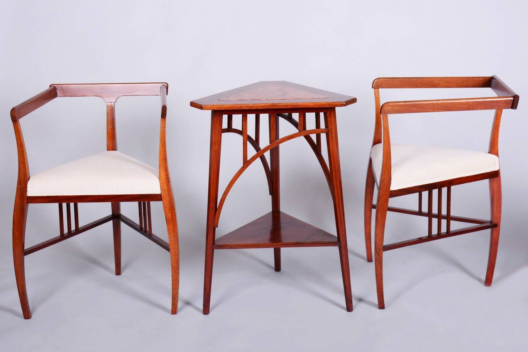 Czech Art Deco Dining Table and Chairs by J. Kotěra for Josef Motka - Litovel, 1900s, Set of 4